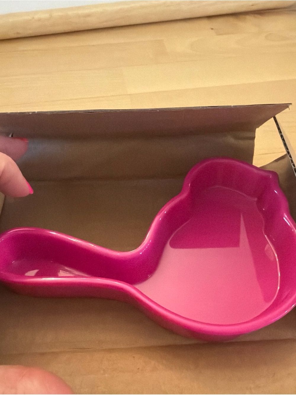 Nora Fleming Bright Pink bird Trinket Dish